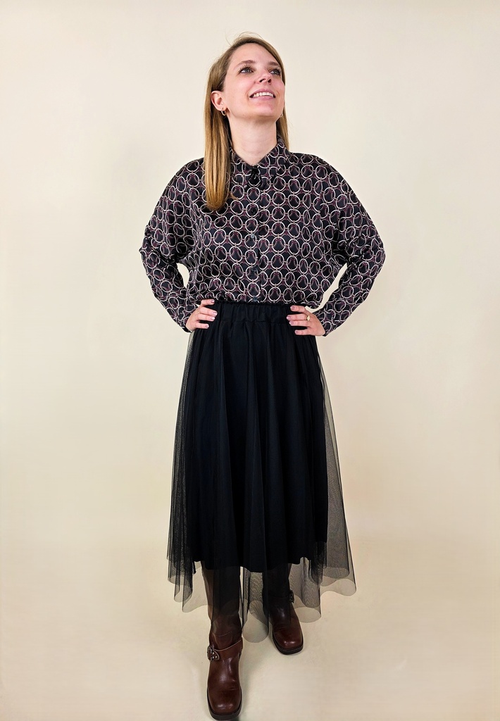 [00013] Jupe midi en tulle noire