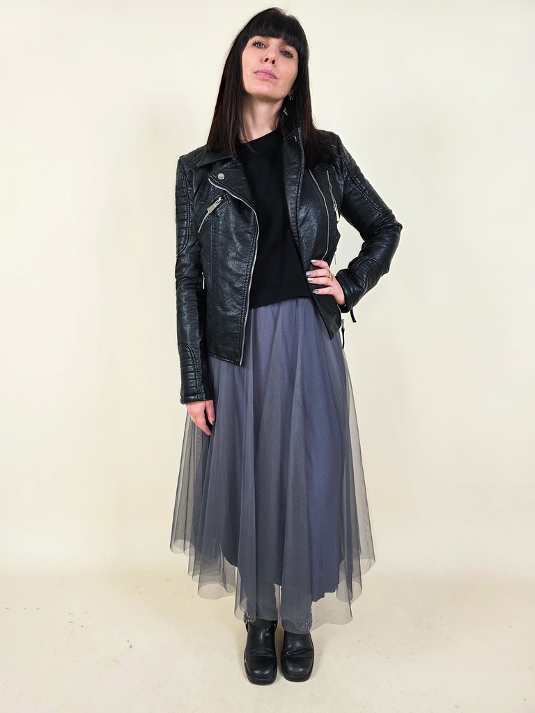 [00014] Jupe midi en tulle grise