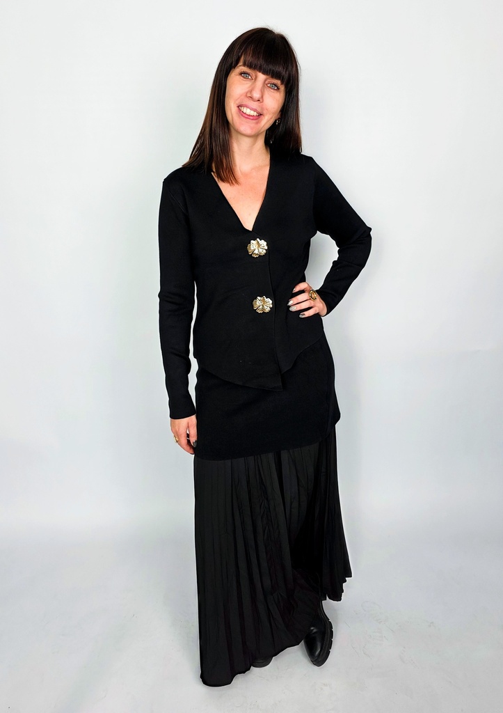 Jupe longue plissée noir avec superposition