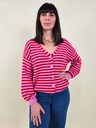 Gilet à rayures fuschia et rose