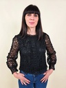 Blouse en dentelle ajourée noir