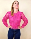 Blouse en dentelle ajourée rose