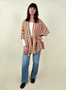 Gilet style kimono camel et blanc
