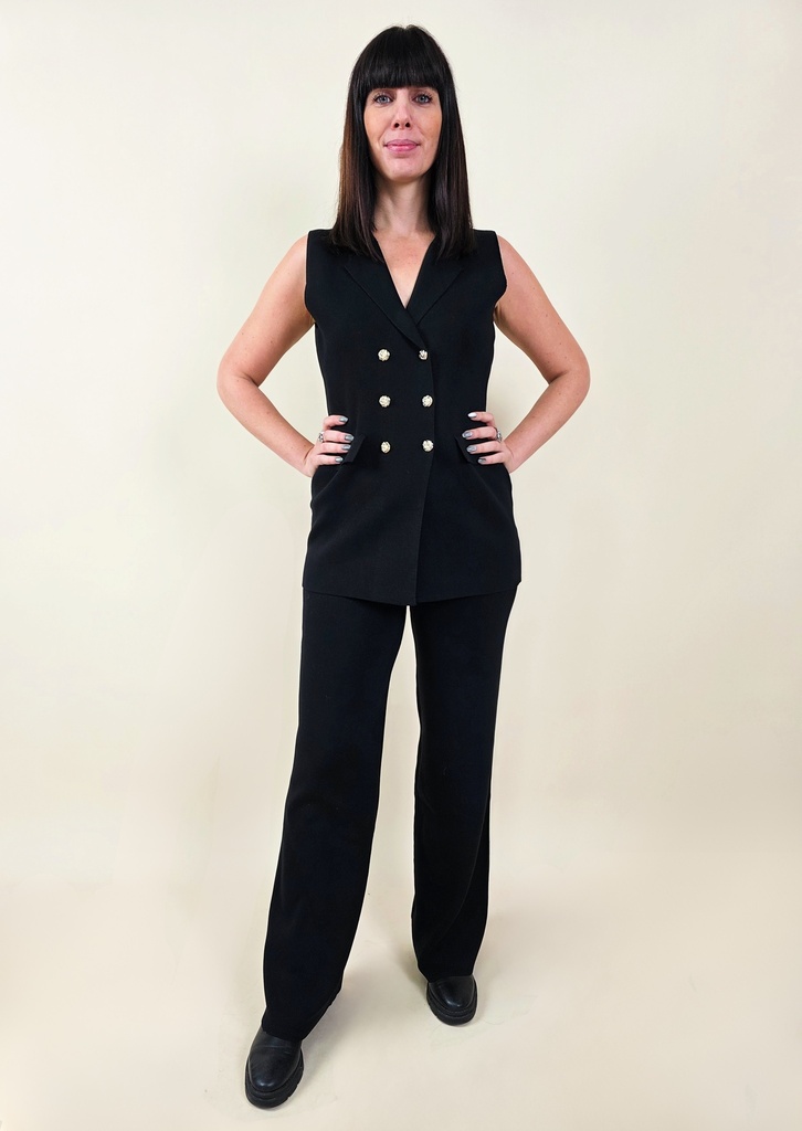 [00113] Pantalon noir fluide coupe large