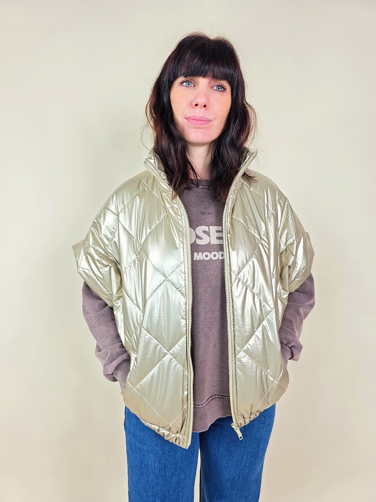 [00143_S] Blouson sans manches effet métallisé doré (S)