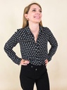 Chemisier à motif géométrique noir et blanc