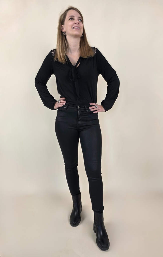 [00160] Pantalon enduit noir skinny