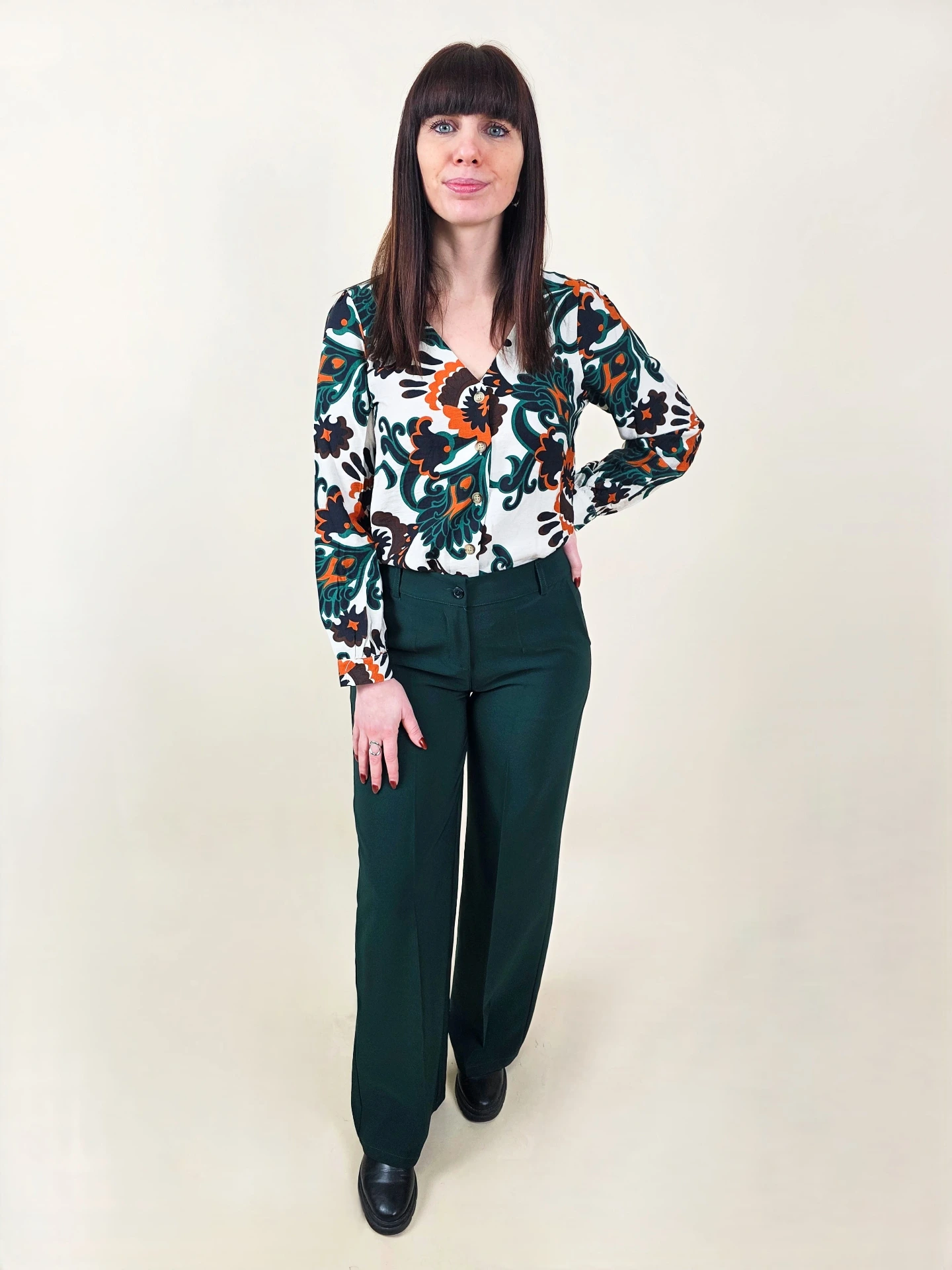 [00161_S] Pantalon droit vert (S)