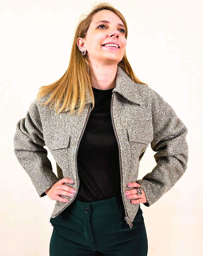 [00162_S] Veste taupe style teddy (S)