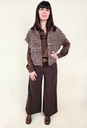 Pantalon large taille haute marron foncé