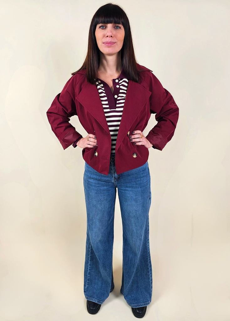 Jeans coupe large (wide leg) taille haute en denim bleu moyen