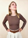 Body à manches longues marron encolure ronde classique