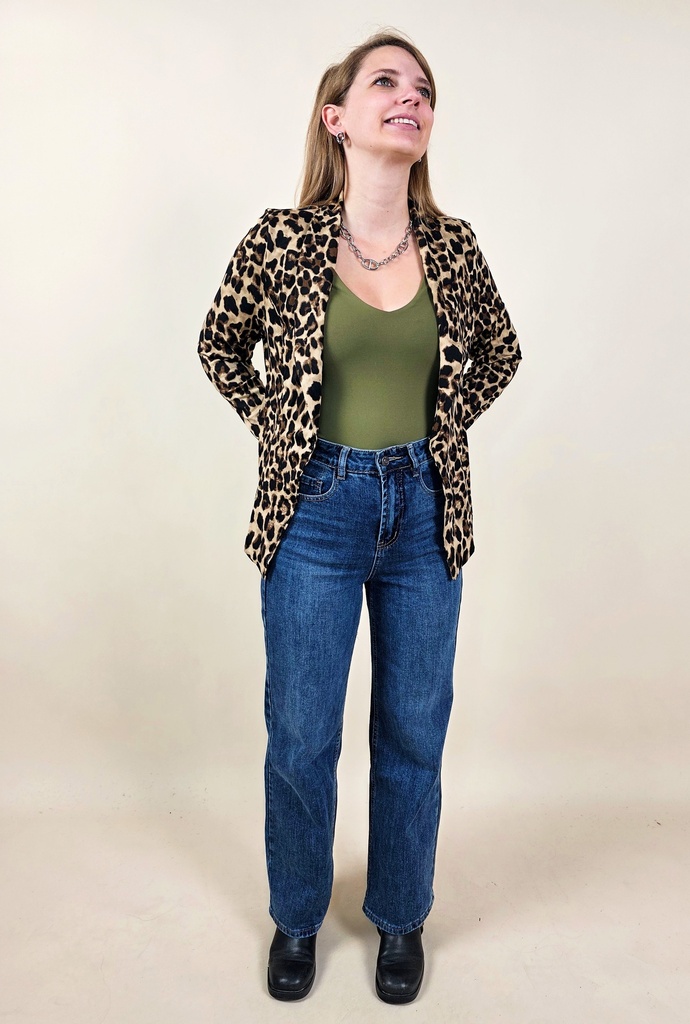 Pantalon denim bleu wide leg