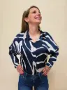 Chemisier fluide imprimé zébre bleu foncé