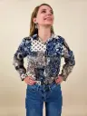 Chemisier fluide à manches longues imprimé baroque