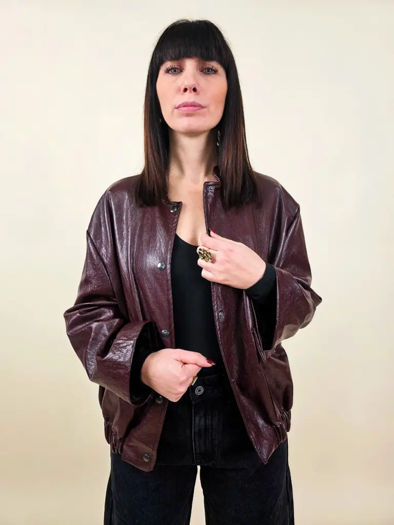 Veste similicuir bordeaux