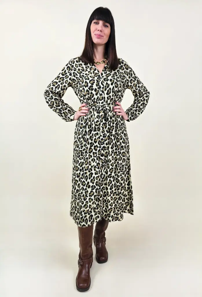 Robe longue motif léopard