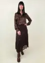 Jupe longue marron avec dentelle florale