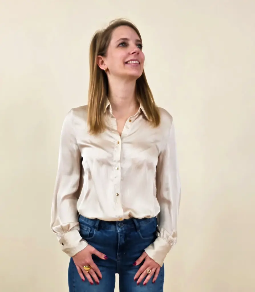 [00281_XS] Chemisier satiné beige clair (XS)