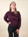 Pull court poilu aubergine 