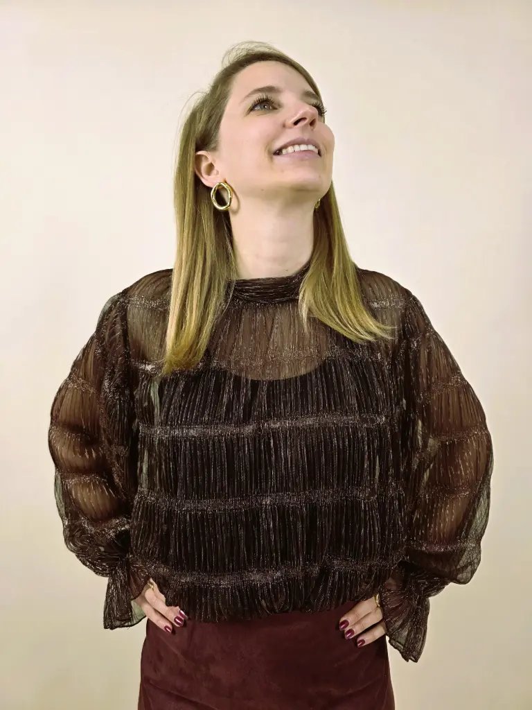 [00309] Blouse transparente marron bronze métallisée
