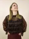 Blouse transparente marron bronze métallisée