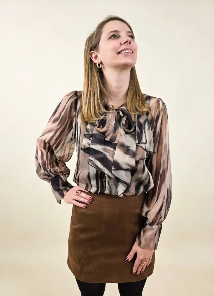 [00312] Chemisier imprimé zébré marron et noir
