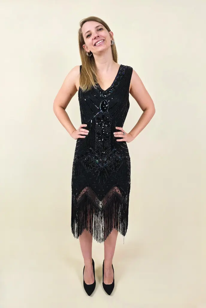 [00381] Robe noir perles et sequins