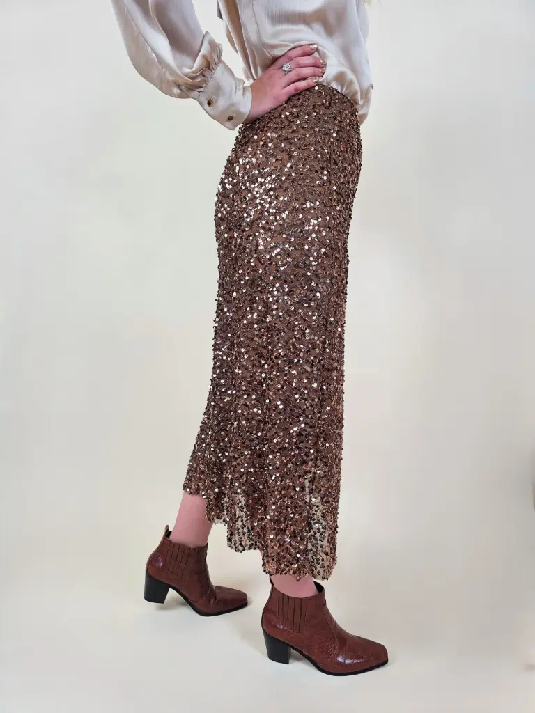[00382] Jupe sequins bronze