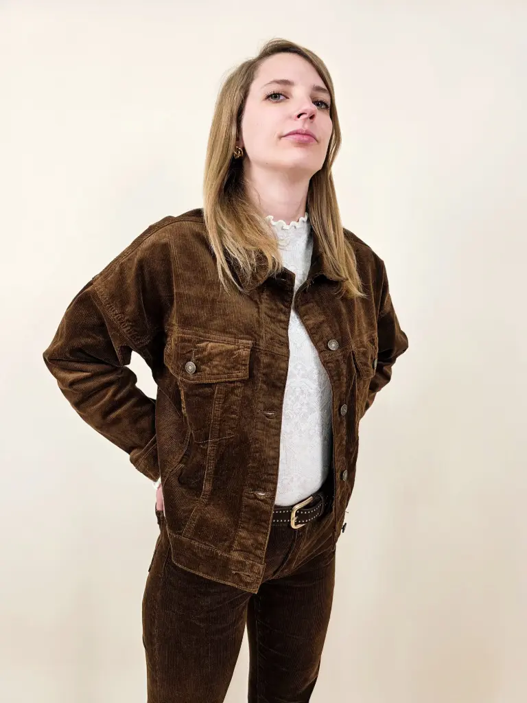 [00383_S] Veste velours marron (S)