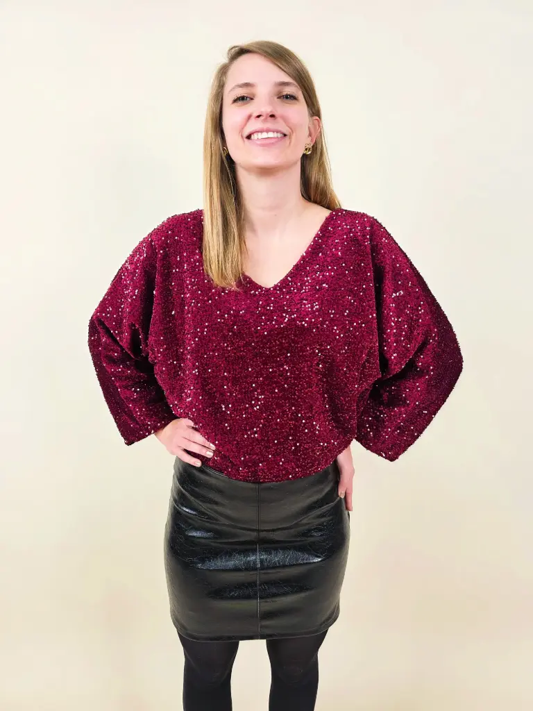 Blouse sequins bordeaux