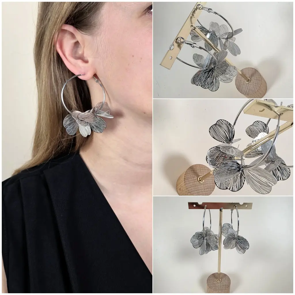 [00393] Boucles d'oreilles motifs fleurs
