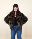Veste fourrure marron noir