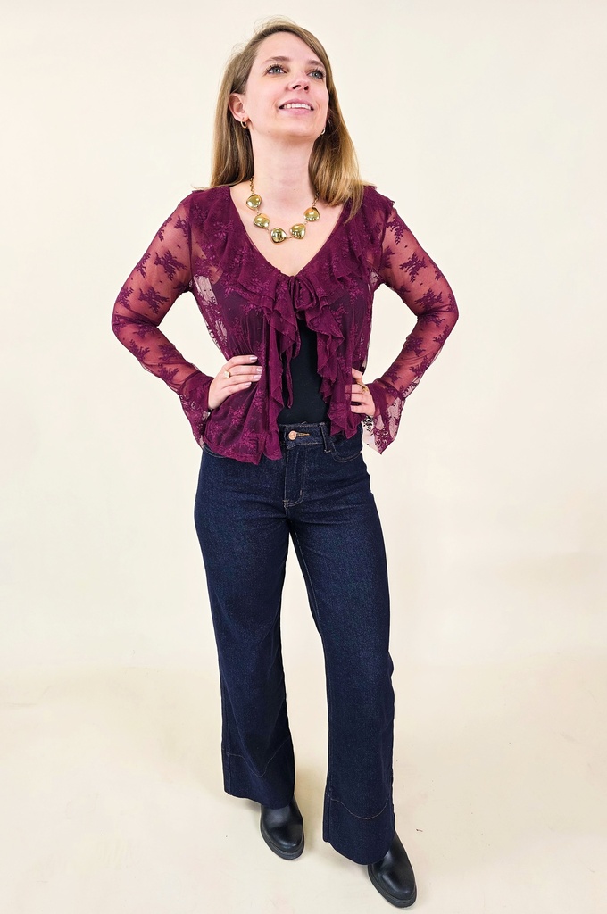 [00120_XS] Jeans brut évasé à larges revers (XS)