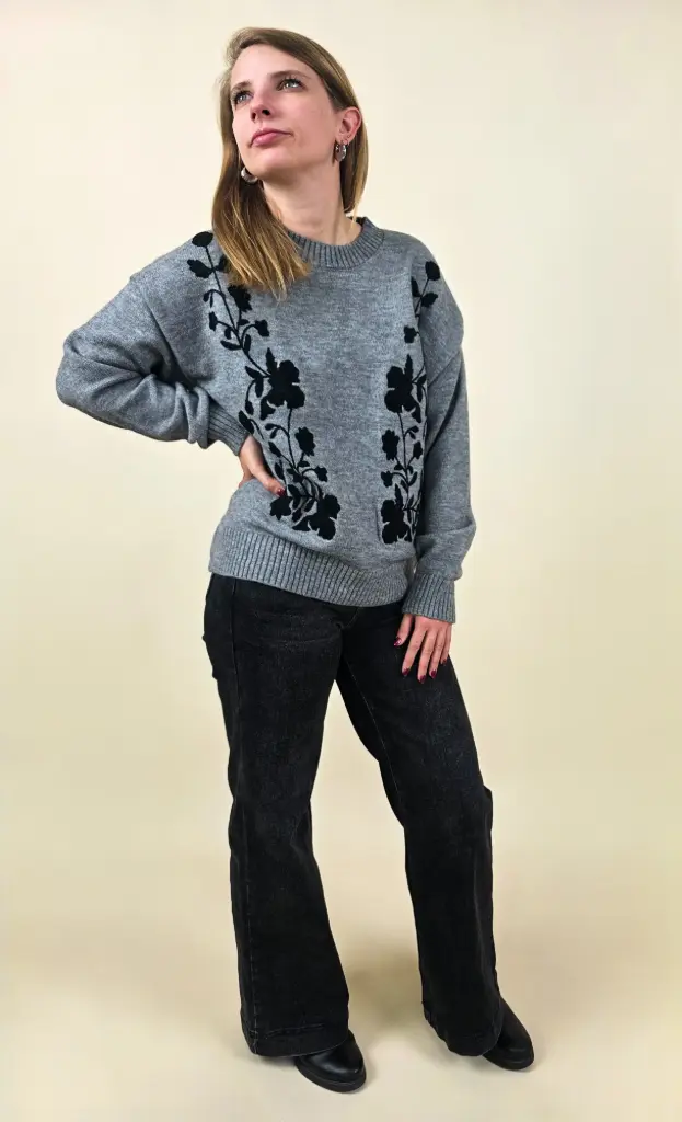 [00376_XS] Jeans large noir taille haute  (XS)