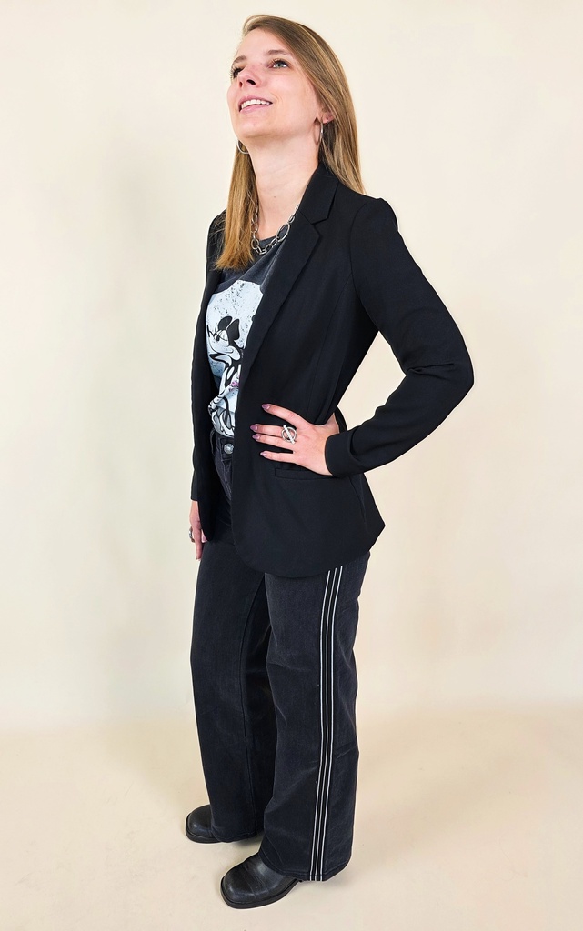 [00119_XS] Jeans noir aux côtés lignés (XS)