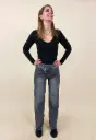 Jeans à fermeture asymétrique gris