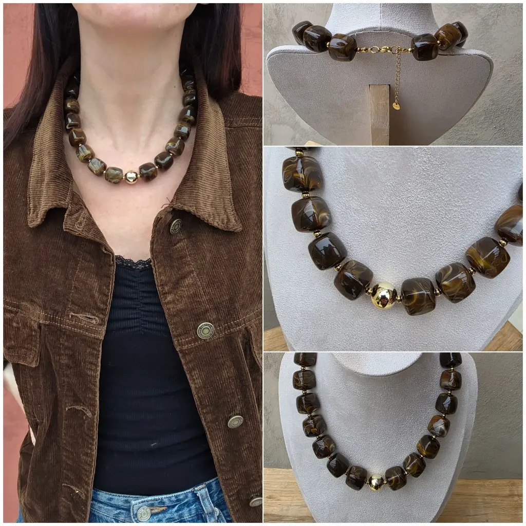 [00336] Collier de perles marron 