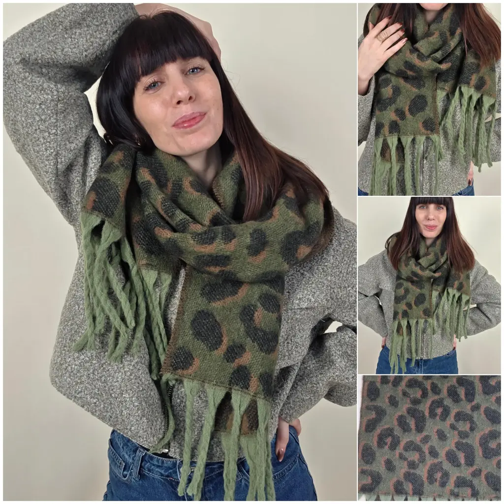 [00372] Echarpe kaki léopard