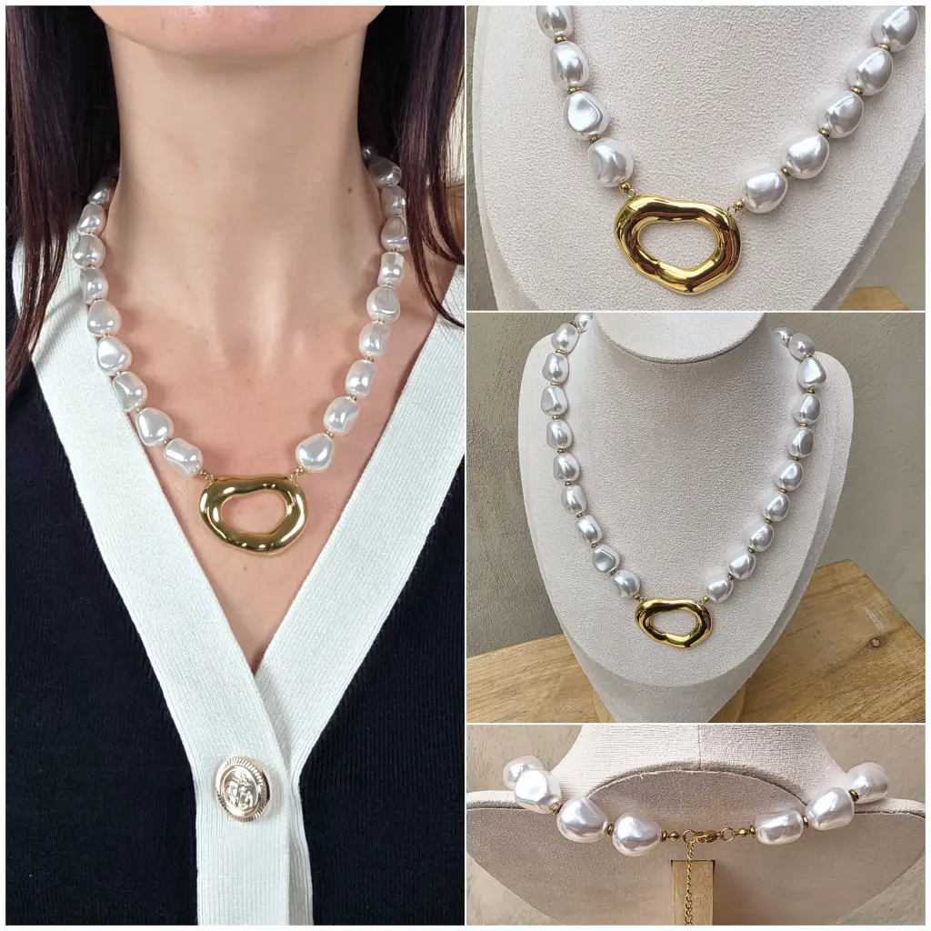 [00341] Collier perles blanches