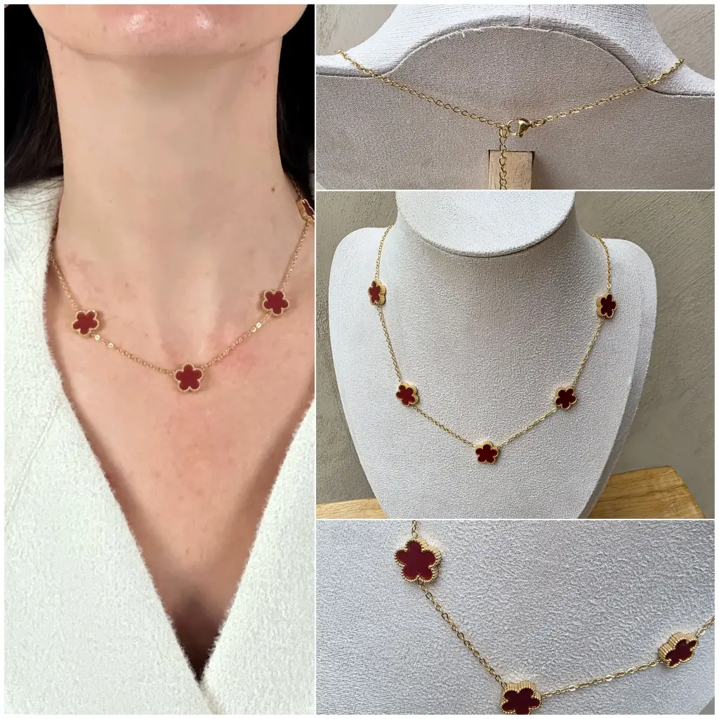 [00348] Collier fleurs bordeaux