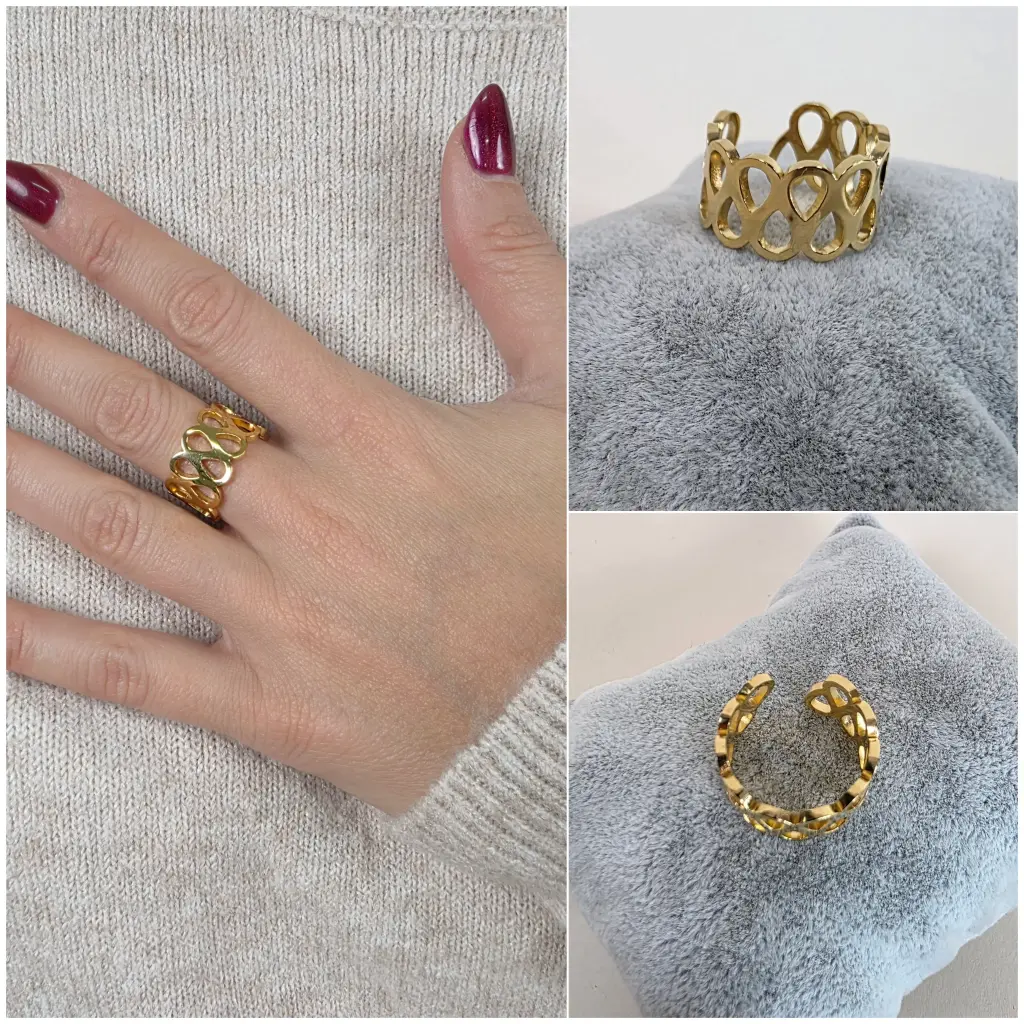 [00276] Bague dorée à vagues entrelacées