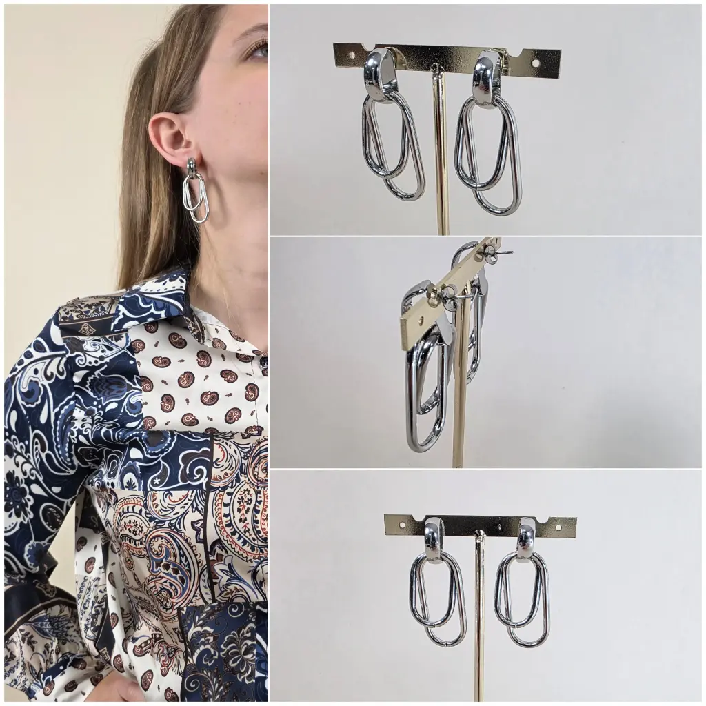 [00261] Boucles d'oreilles argentées à anneaux épais et lisses