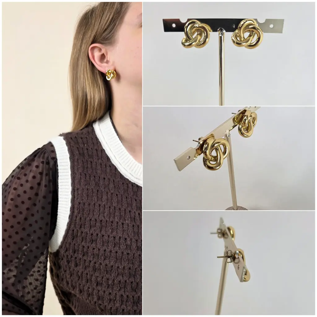 [00333] Boucles d'oreilles dorées motif nœud