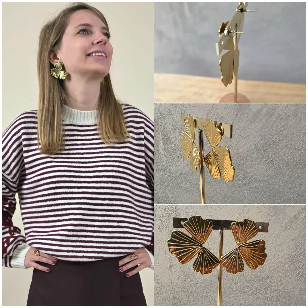 [00323] Boucles d'oreilles trèfles dorées