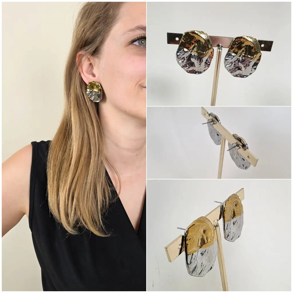 [00364] Boucles d’oreilles larges irrégulières bicolores 