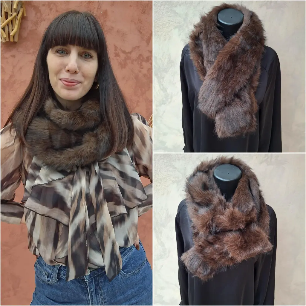 [00400] Echarpe fourrure marron