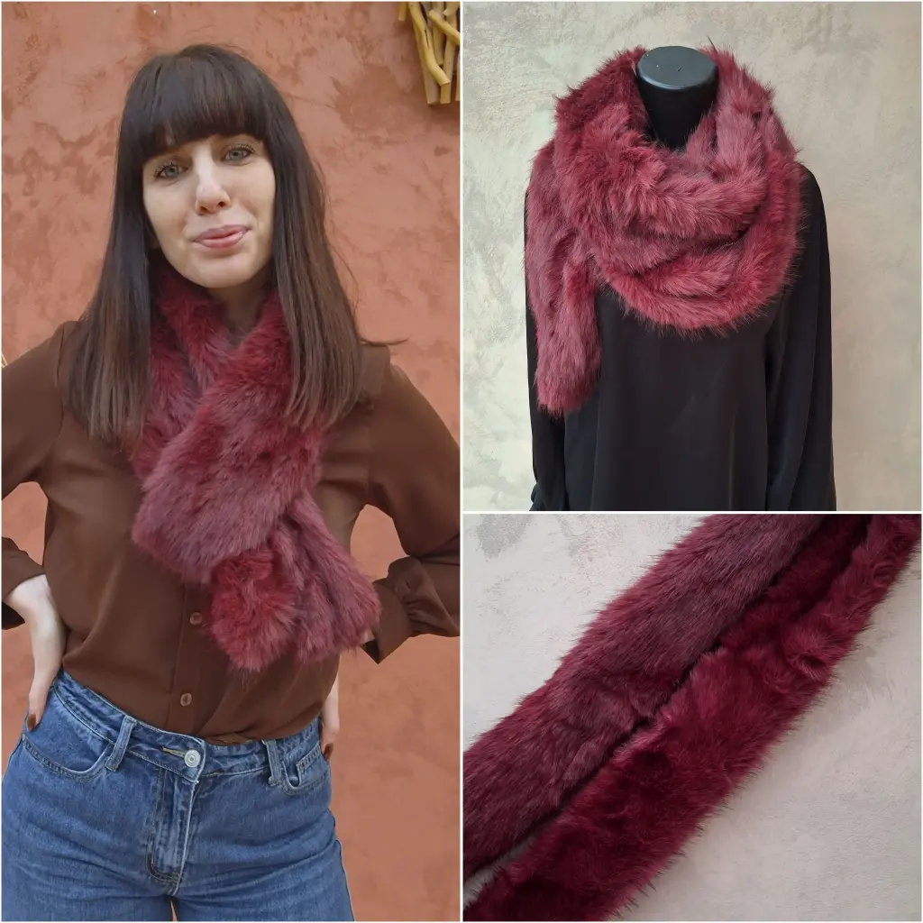 [00401] Echarpe fourrure bordeaux