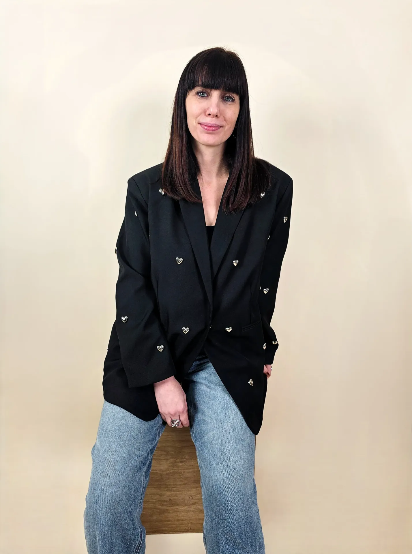 [00425_S/M] Veste blazer oversize à cœurs (S/M)