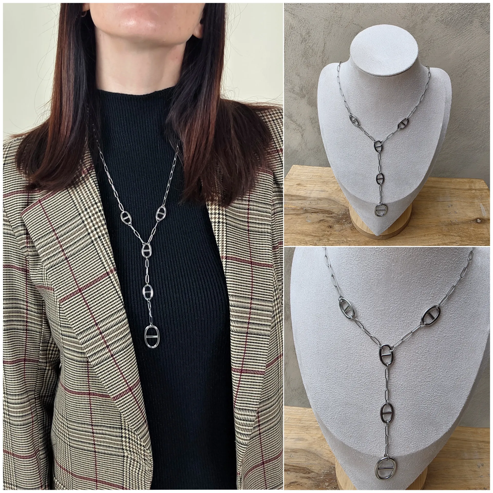 [00429] Collier long à maillons ovales